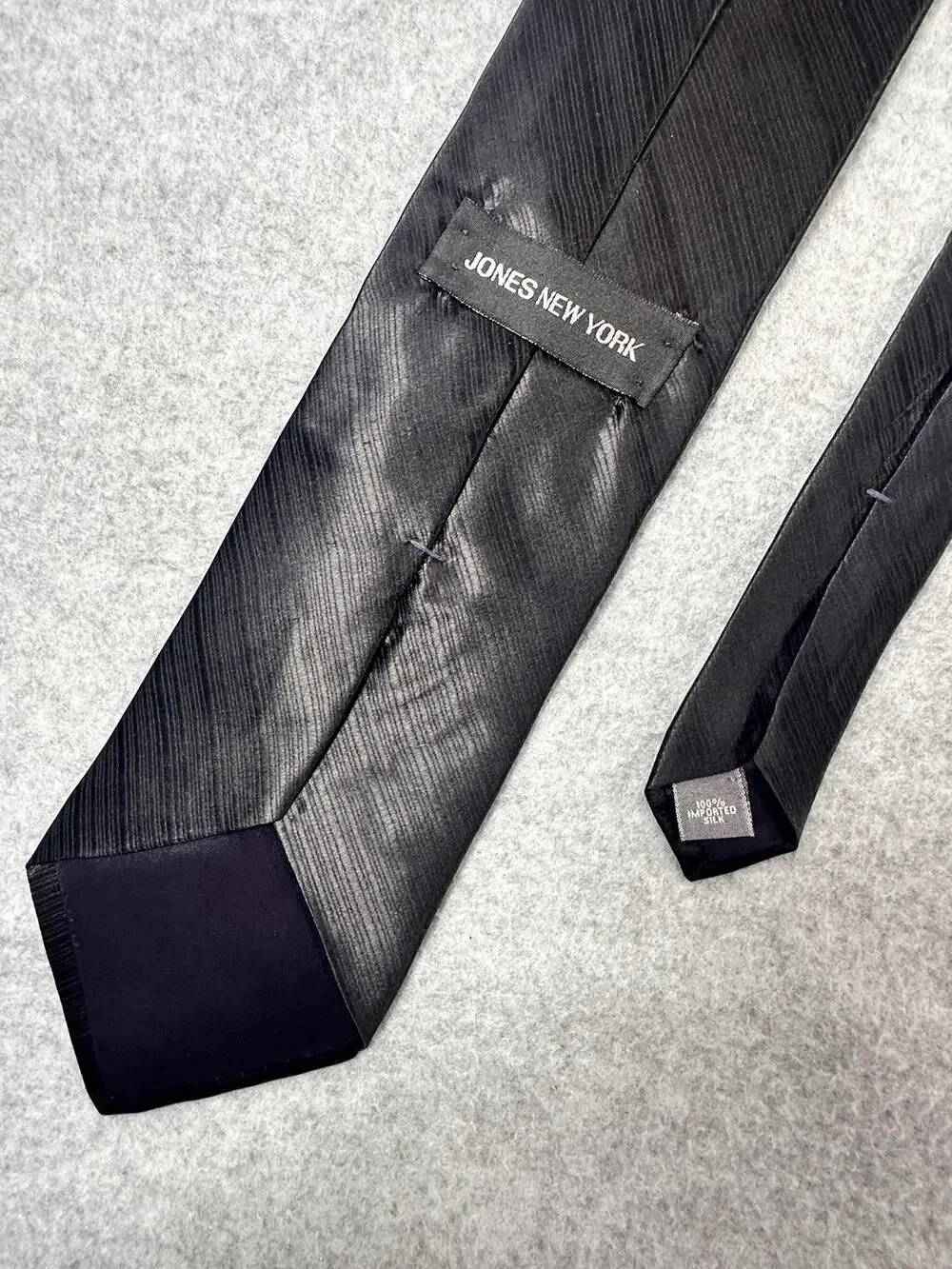 Jones New York Necktie Black Textured Silk Classic Fit